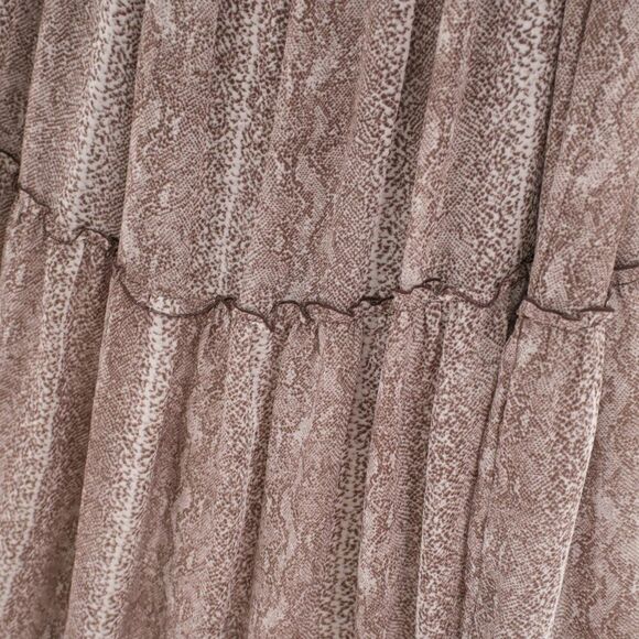 Bebe Long Layered Sheer Skirt‎ / Tube Top Dress Medium Brown Snakeskin Lined - Picture 11 of 16